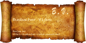 Busbacher Vidos névjegykártya